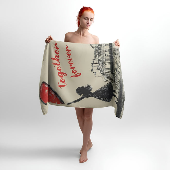 Boy and Girl Love Print - Soft Cotton Terry Bath & Beach Towel
