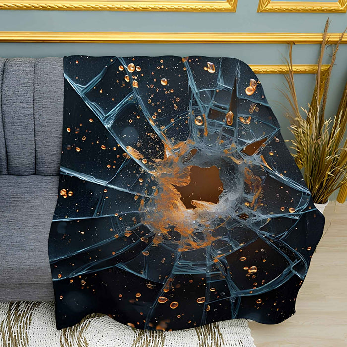 Broken Glass Abstract Print Plush Fleece Throw Blanket