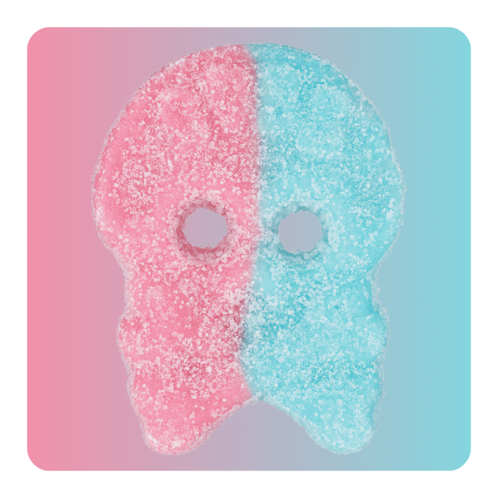 BUBS GODIS® Giant Bubble Gum Sour Dizzy Skulls Foam Gummy Candy - 0.40 lb.