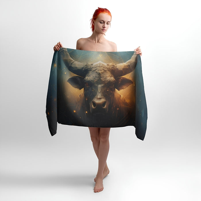 Bull Strength 3D Print - Soft Cotton Terry Bath & Beach Towel