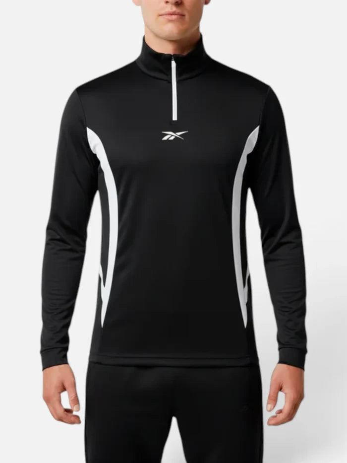 Buzo Reebok Medio Cierre Capsula Futbol Negro