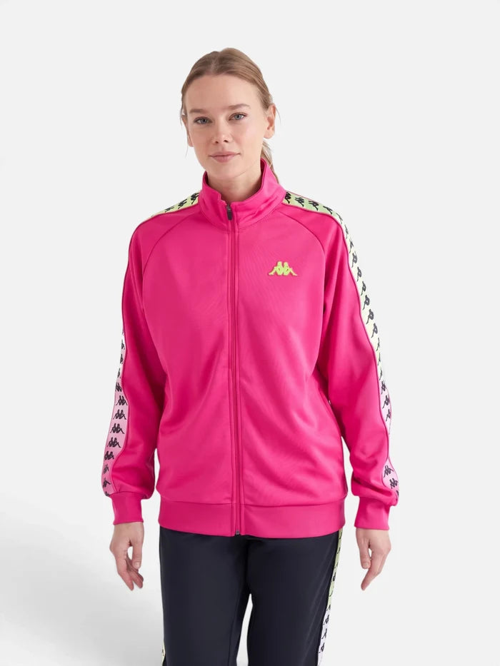 Campera Mujer Kappa 222 Banda Wanniston Degrade Fuxia-Blanco-Lime