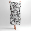 Cat Meme Pattern Print - Soft Cotton Terry Bath & Beach Towel