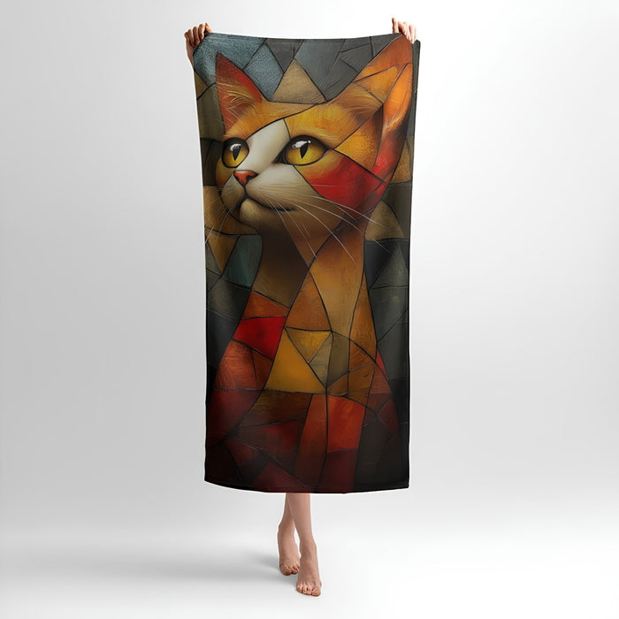 Cat Mosaic Print - Soft Cotton Terry Bath & Beach Towel