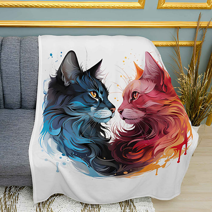 Cats Love Abstract Art Print Plush Fleece Throw Blanket