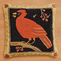 Chandler 4 Corners 18" Hooked Pillow, Cardinal & Berries