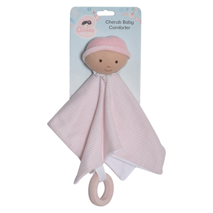 Cherub Baby Comforter with Rubber Teether - Pink