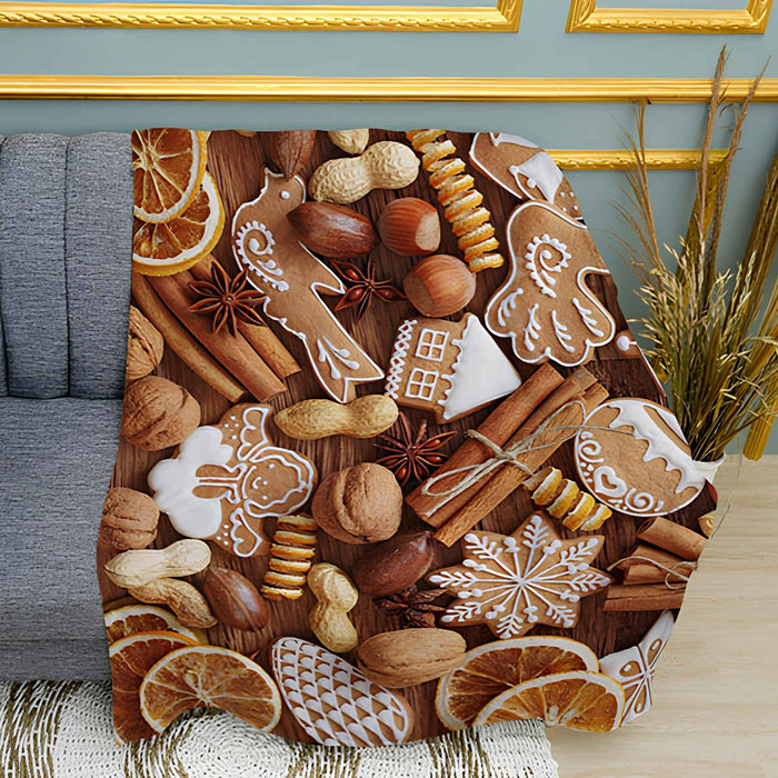 Christmas Treats Holiday Pattern Plush Fleece Throw Blanket