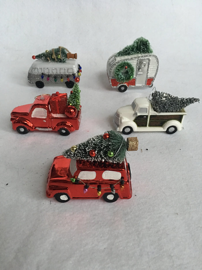Christmas Truck Car Van Camper Carrying Tree Ornaments