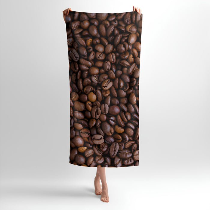 Coffee Magic of Beans Print - Soft Cotton Terry Bath & Beach Towel