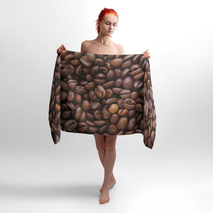 Coffee Magic of Beans Print - Soft Cotton Terry Bath & Beach Towel