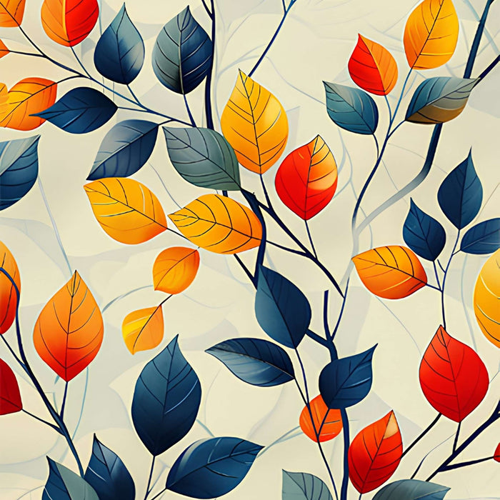 Colored Leaves and Branches Print Plush Fleece Throw Blanket