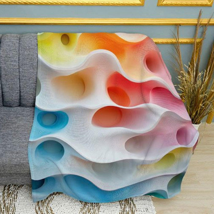 Colorful Abstract Art Print Plush Fleece Throw Blanket