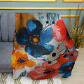 Colorful Flowers Paint Splatter Plush Fleece Throw Blanket