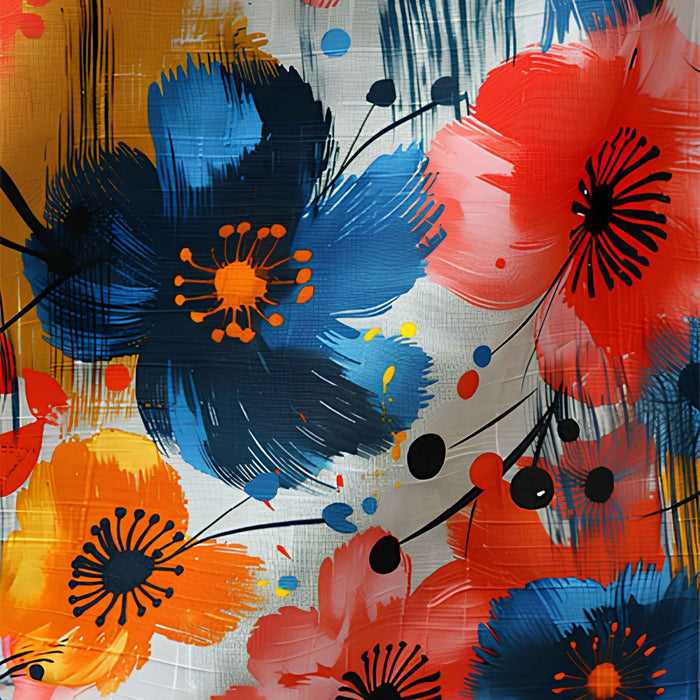 Colorful Flowers Paint Splatter Plush Fleece Throw Blanket