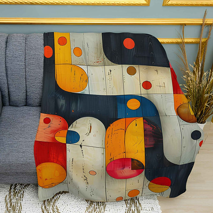 Colorful Geometric Figures Abstract Plush Fleece Throw Blanket