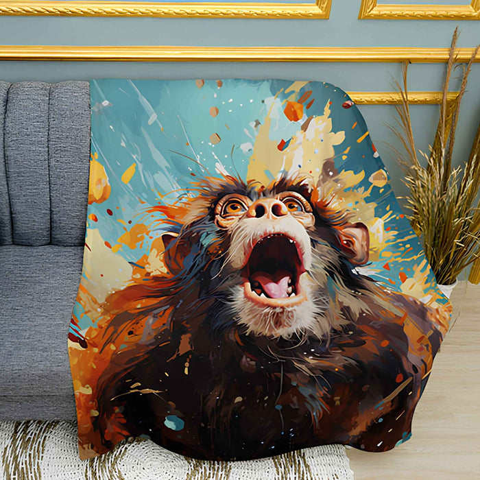 Colorful Monkey Pop Art Print Plush Fleece Throw Blanket