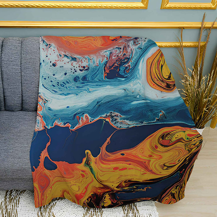 Colorful Paint Art Print Plush Fleece Throw Blanket
