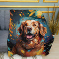Colorful Paint Retriever Dog Print Plush Fleece Throw Blanket