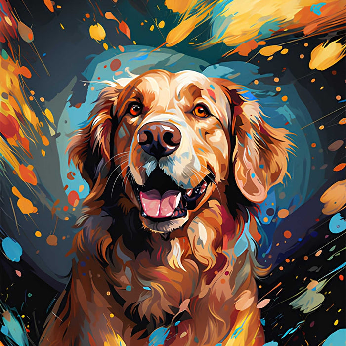 Colorful Paint Retriever Dog Print Plush Fleece Throw Blanket