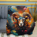 Colorful Ram Art Print Plush Fleece Throw Blanket