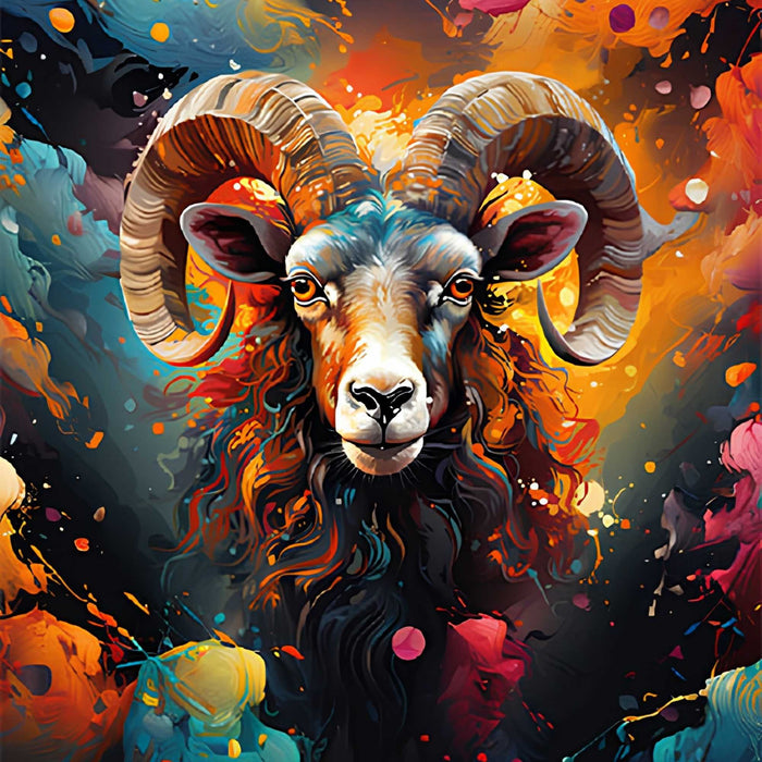 Colorful Ram Art Print Plush Fleece Throw Blanket