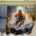 Colorful Sketch Hockey Player Print Plush Fleece Throw Blanket