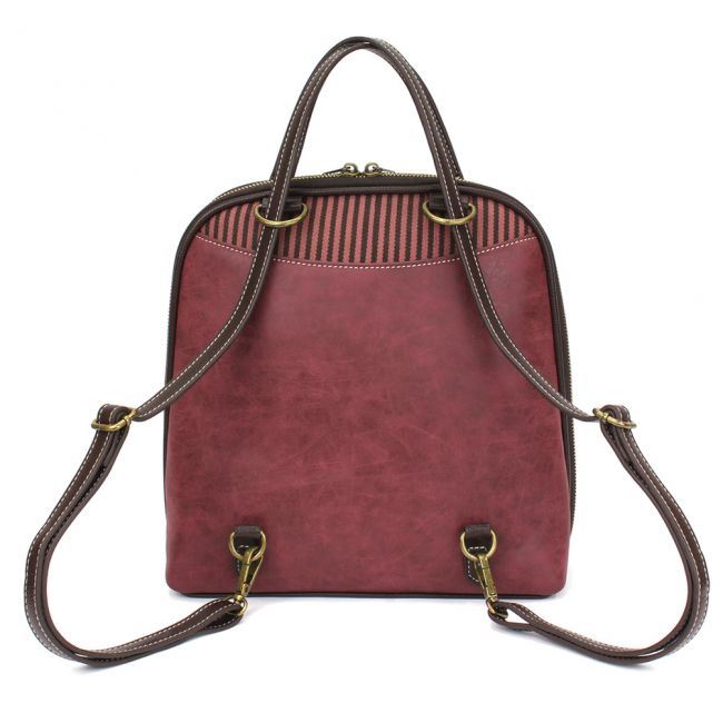 Convertible Backpack Purse Burgundy Pawprint