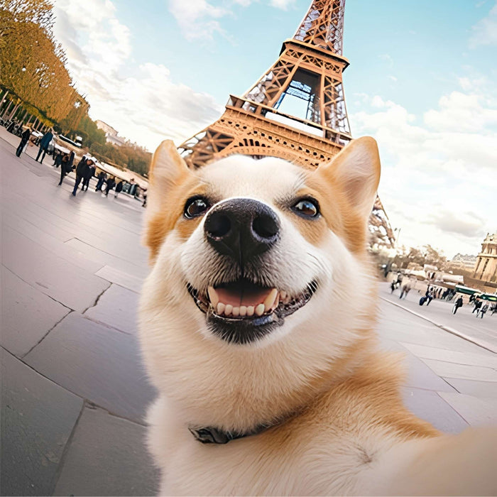 Corgi in Paris Travel Print Plush Fleece Throw Blanket