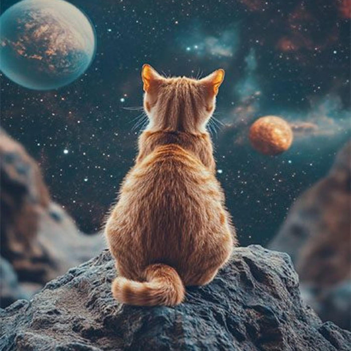 Cosmic Kitten Space Galaxy Print Plush Fleece Throw Blanket