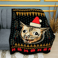 Coughing Cat Meme Throw Blanket | Funny Novelty Home Decor Gift
