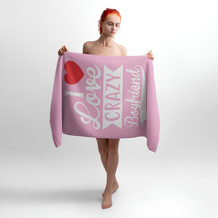 Crazy Love 3D Print - Soft Cotton Terry Bath & Beach Towel