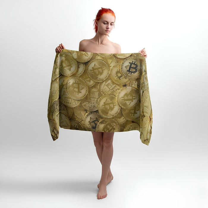 Cryptocurrency Gold Print - Soft Cotton Terry Bath & Beach Towel