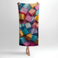 Cubes Mosaic 3D Print - Soft Cotton Terry Bath & Beach Towel