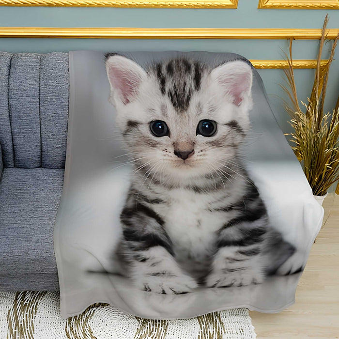 Cute Little Kitten Print Plush Fleece Throw Blanket