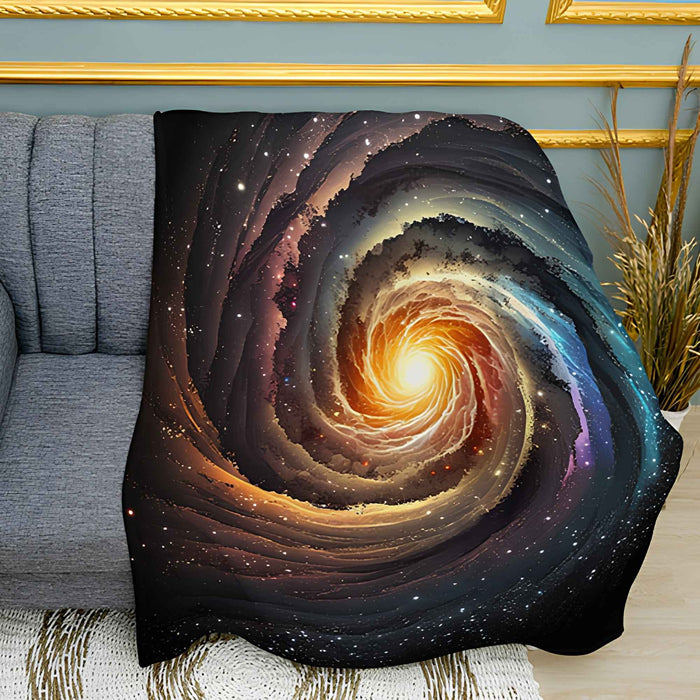 Deep Space Galaxy Print Plush Fleece Throw Blanket
