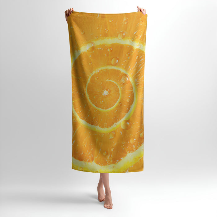 Delicious Orange Print - Soft Cotton Terry Bath & Beach Towel