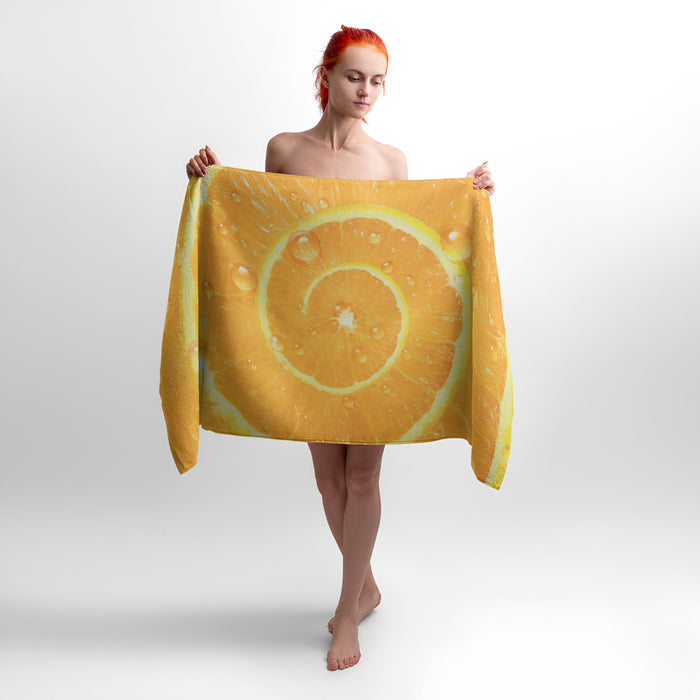 Delicious Orange Print - Soft Cotton Terry Bath & Beach Towel
