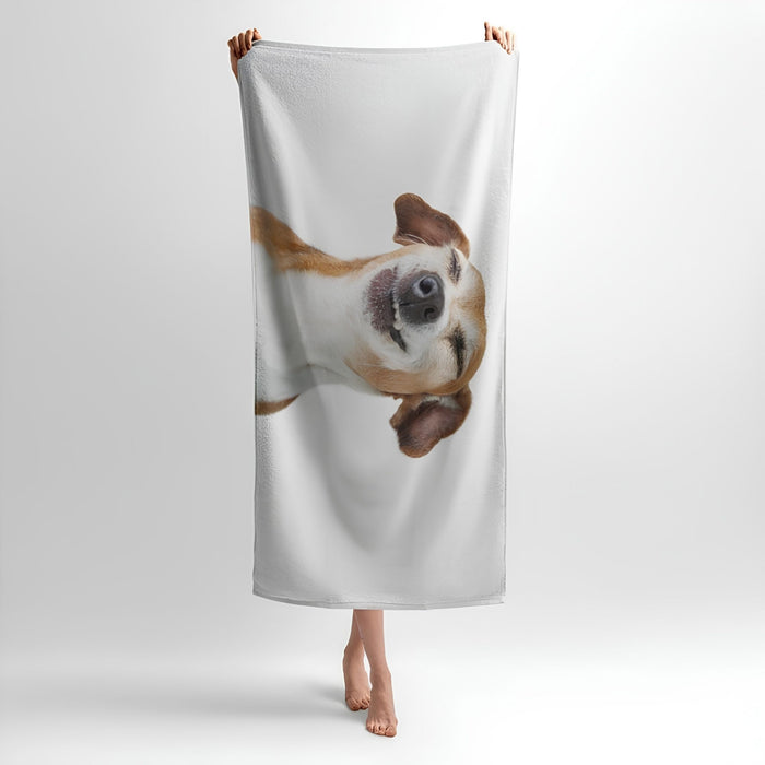 Dog Happy Moment Print - Soft Cotton Terry Bath & Beach Towel
