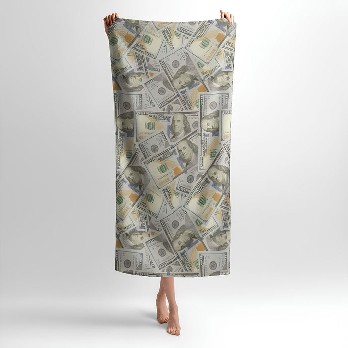 Dollars Endless Bills Print - Soft Cotton Terry Bath & Beach Towel