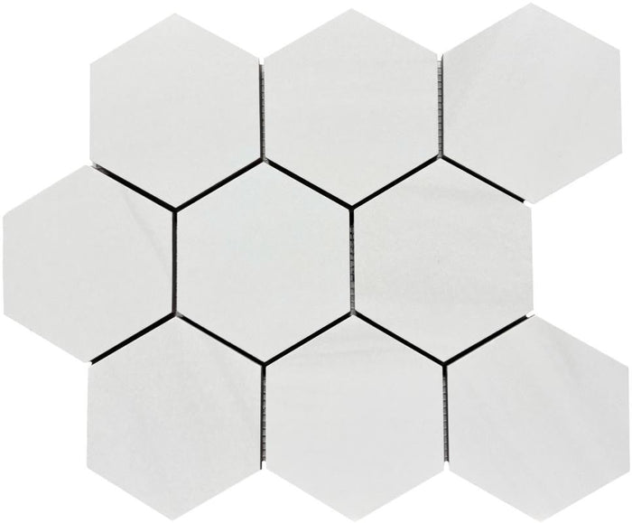 Dolomite Bianco 4" Hex Porcelain Mosaic Tile 12x14 Sheet