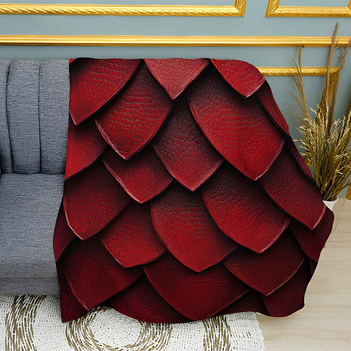 Dragon Scales 3D Effect Print Plush Fleece Throw Blanket