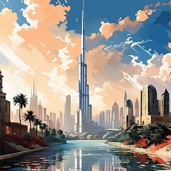 Dubai Burj Khalifa Skylines Print Plush Fleece Throw Blanket