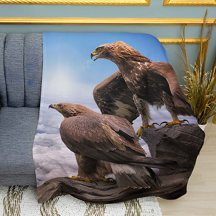Eagles High Mountain Nature Print Plush Fleece Throw Blanket