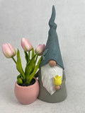 Easter Gnomes Holding Flowerpot Welcoming Spring