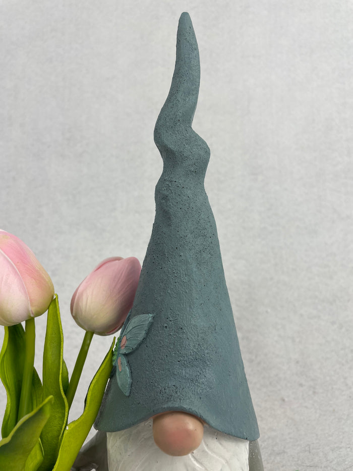 Easter Gnomes Holding Flowerpot Welcoming Spring