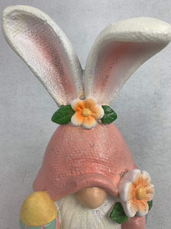 Easter Large Glittered Gnome Holding Easter Egg and Flower