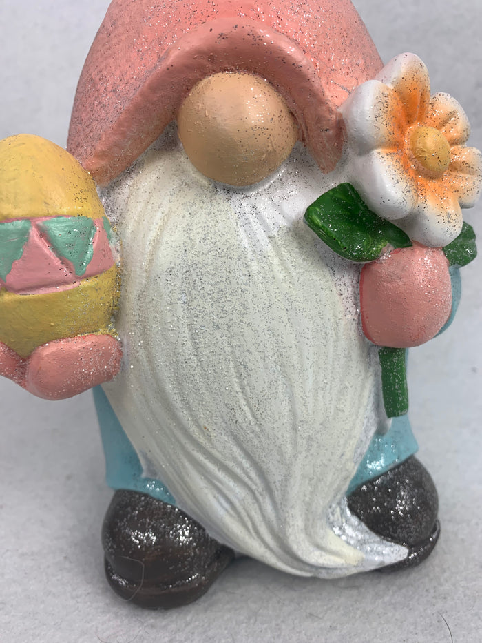 Easter Large Glittered Gnome Holding Easter Egg and Flower