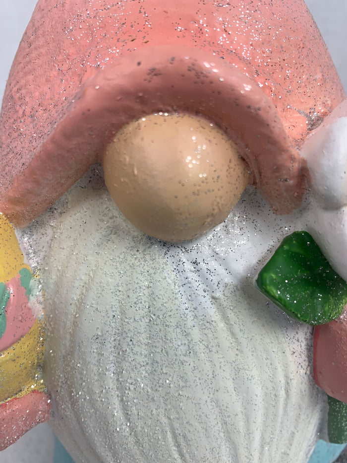 Easter Large Glittered Gnome Holding Easter Egg and Flower