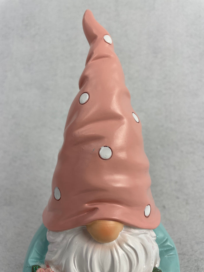 Easter Sitting Gnome Holding 2 Decorated Eggs